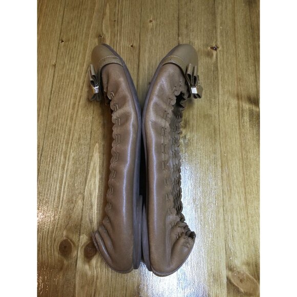 Tory Burch Tan Leather Eddie Bow Ballet Flats Women Size 6M Slip On Shoes - Picture 9 of 9